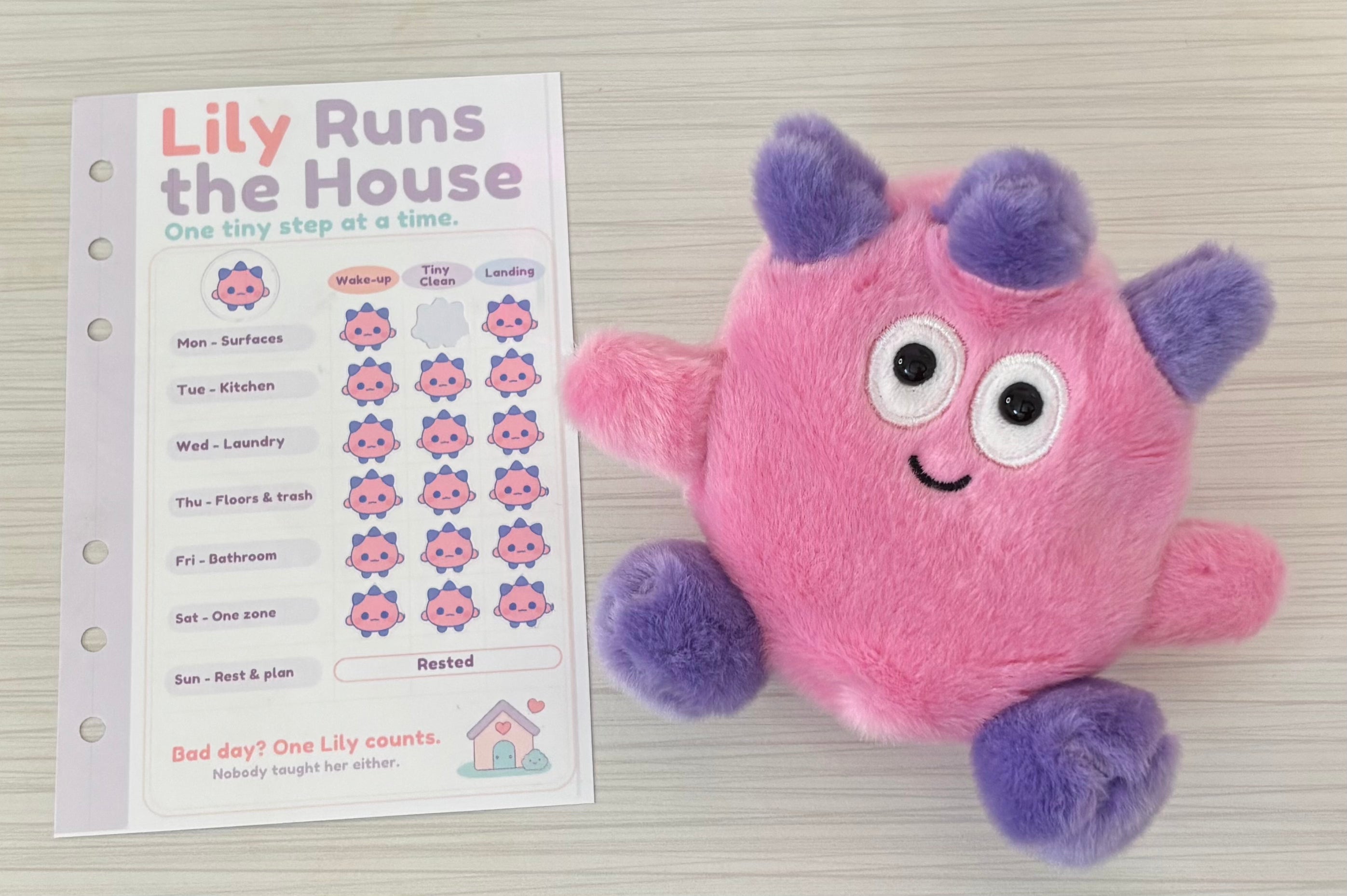 Lily Runs the House: Weekly Cleaning Tracker for Neurodivergent Brains